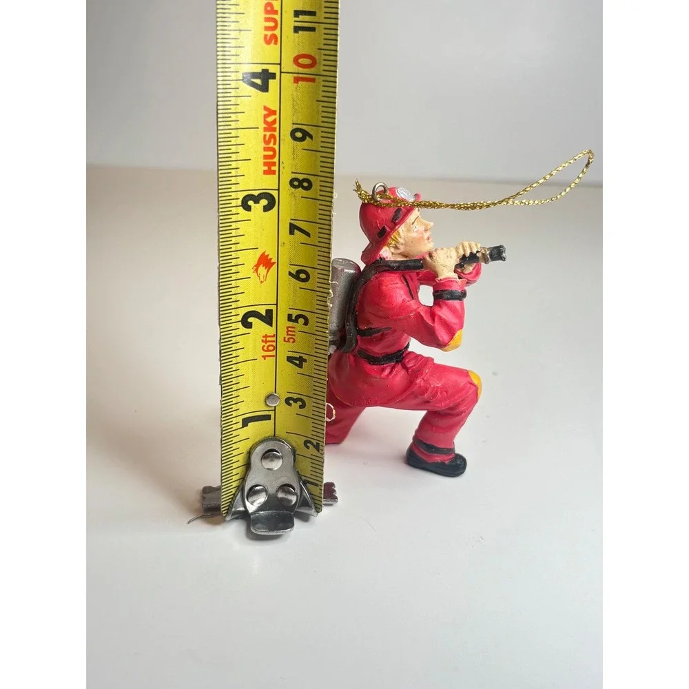 Firefighter Christmas Ornament Red First Responder Figurine Fireman Hydrant 3in
